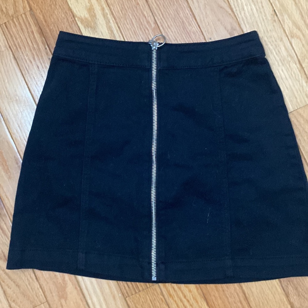 Navy Zippered Mini Skirt